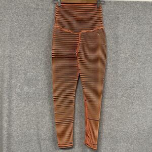 ABS2B Orange Stripe Scrunch Leggings M High Waist Seamless Compression Gym USA